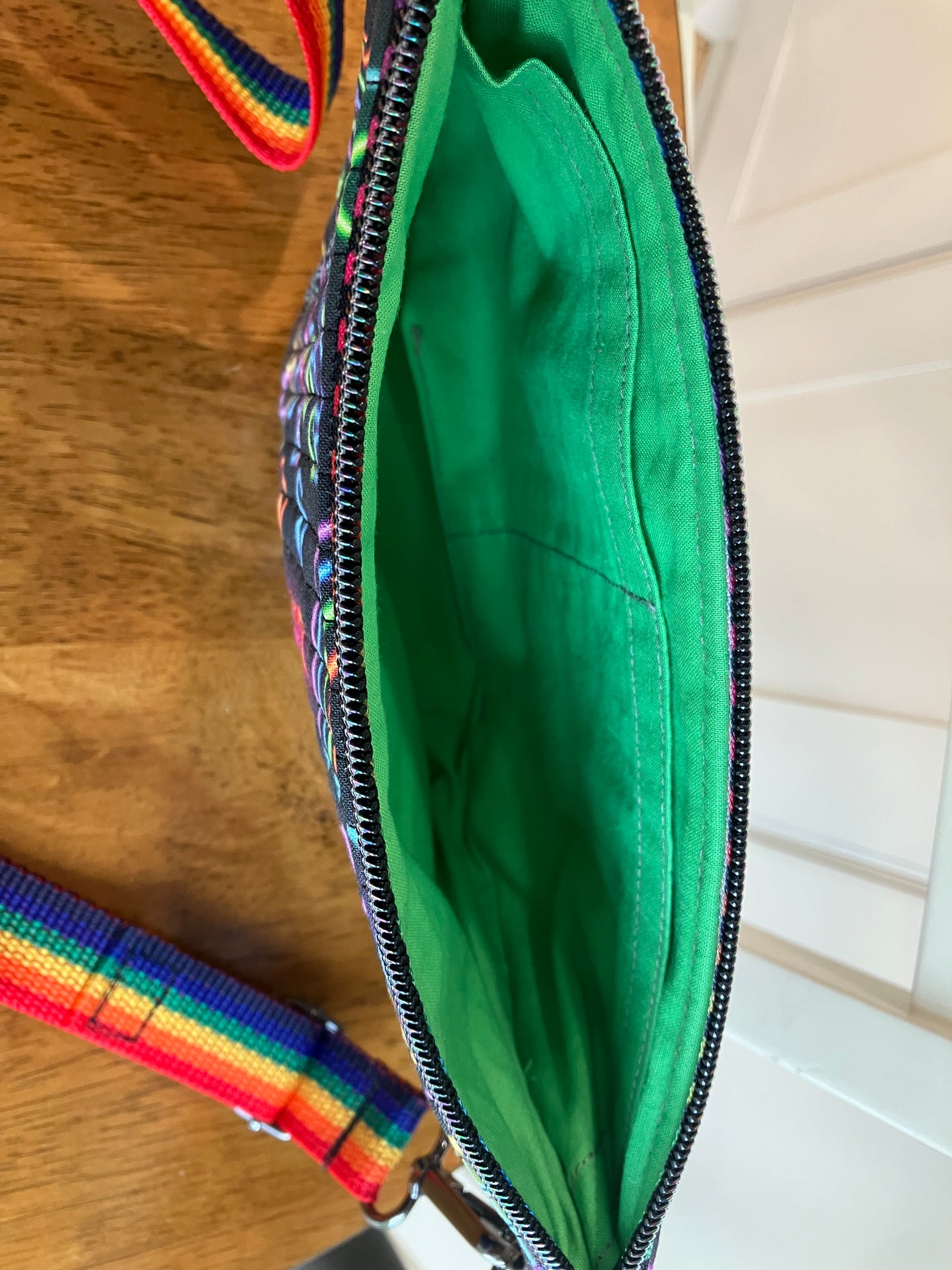 Neon Rainbow Roller Skate Cross Body Belt Bag