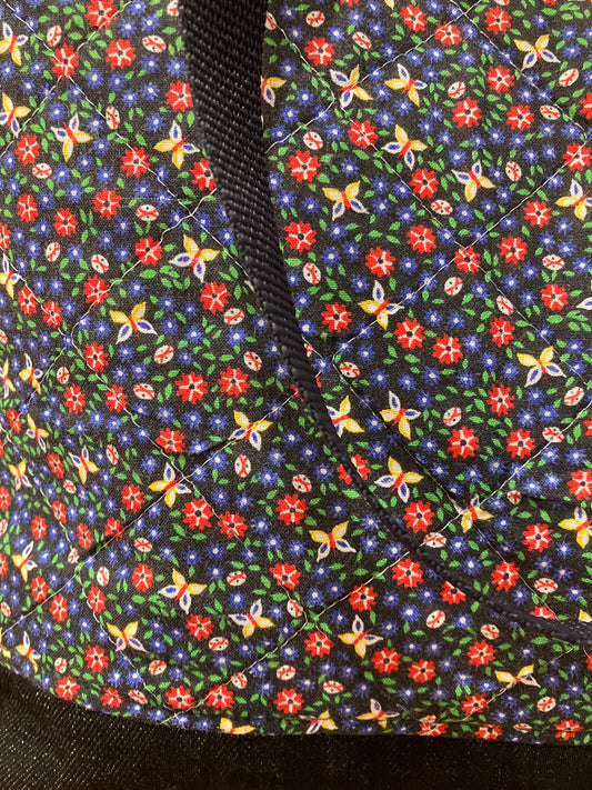 Vintage Navy Ditsy Floral Quilted Tote Bag