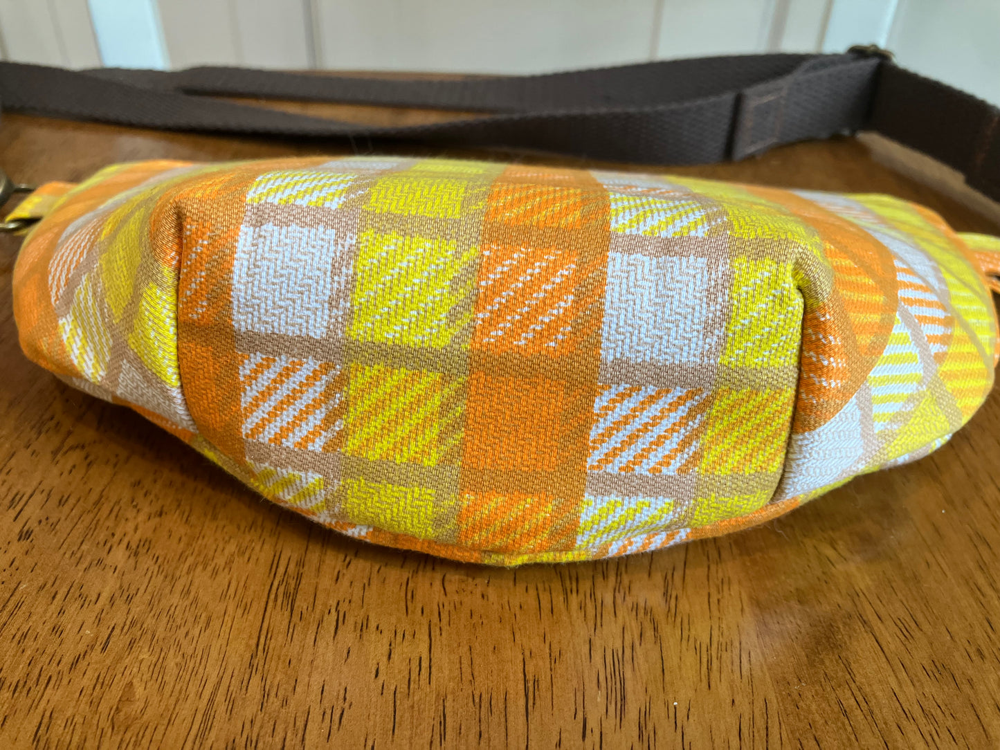 Vintage Orange and Yellow Plaid Cross Body Belt Bag