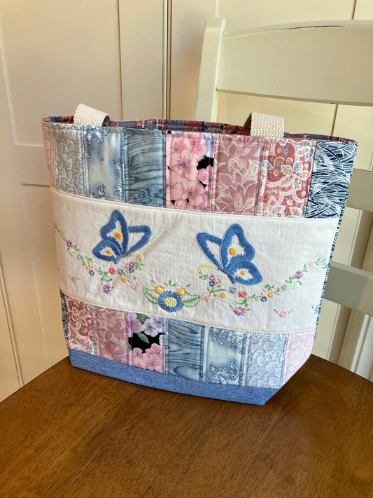 Quilted Butterfly Tote Bag