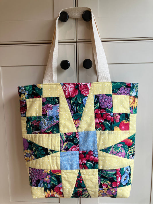 Garden Quilt Upcycled Market Tote Bag