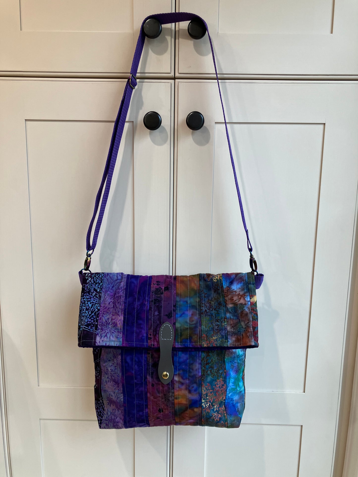 Purple Batik Quilted Crossbody Bag