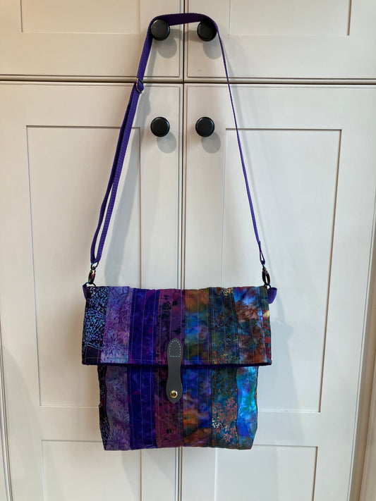 Purple Batik Quilted Crossbody Bag