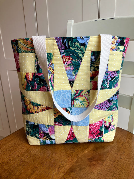 Garden Quilt Upcycled Market Tote Bag