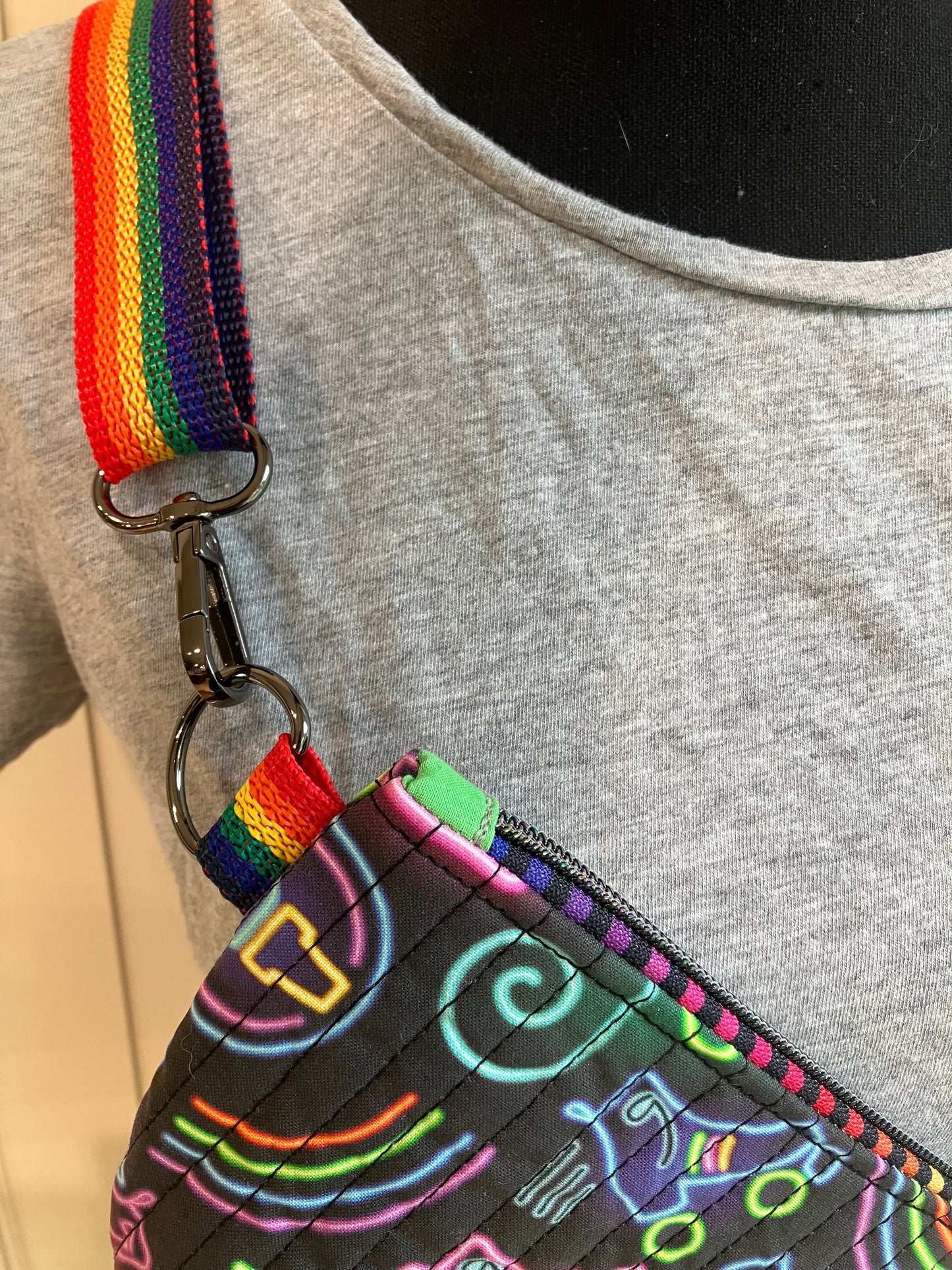 Neon Rainbow Roller Skate Cross Body Belt Bag