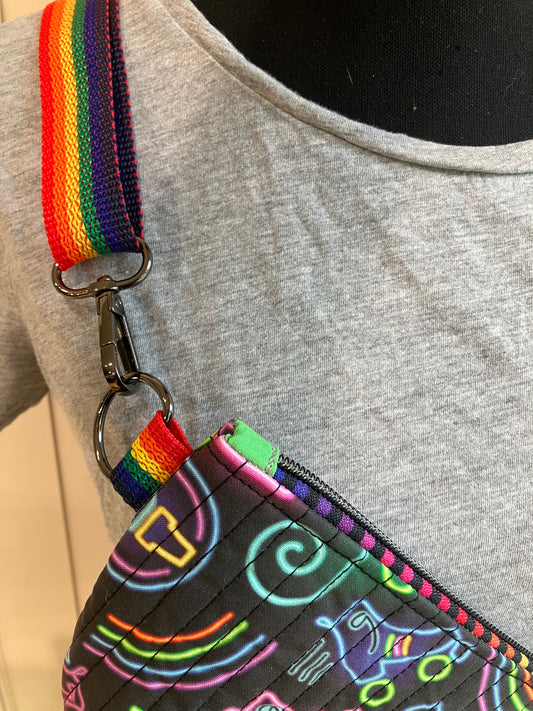 Neon Rainbow Roller Skate Cross Body Belt Bag