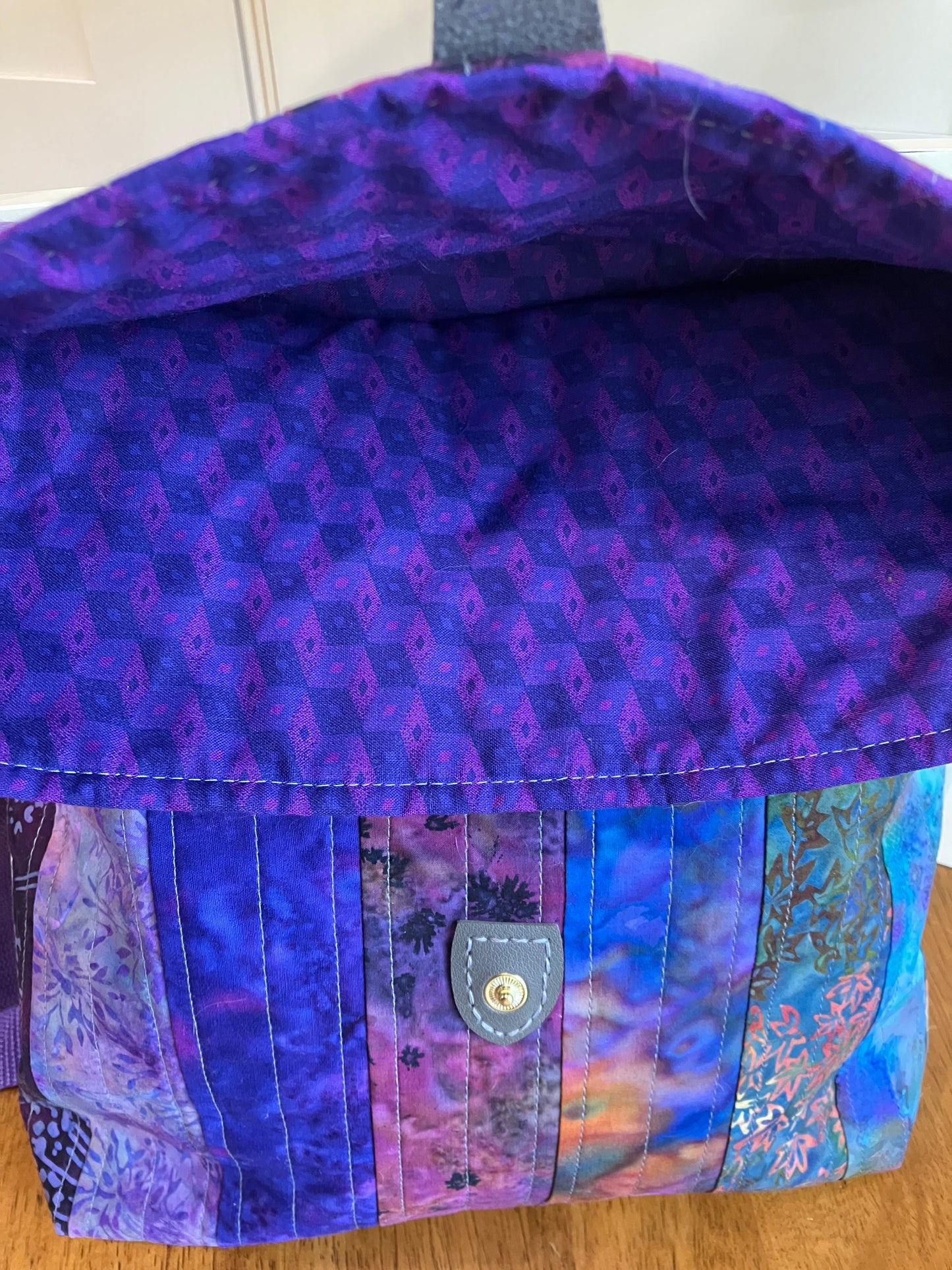 Purple Batik Quilted Crossbody Bag