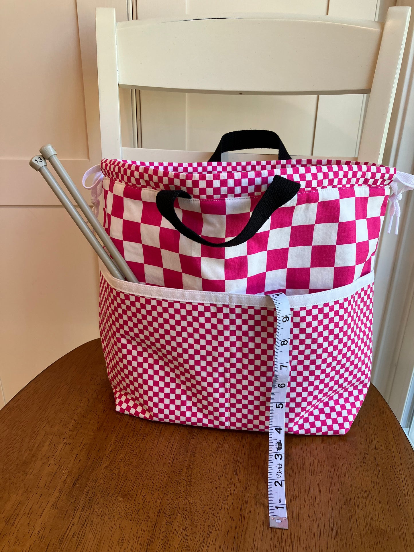 Pink Check Project Bag