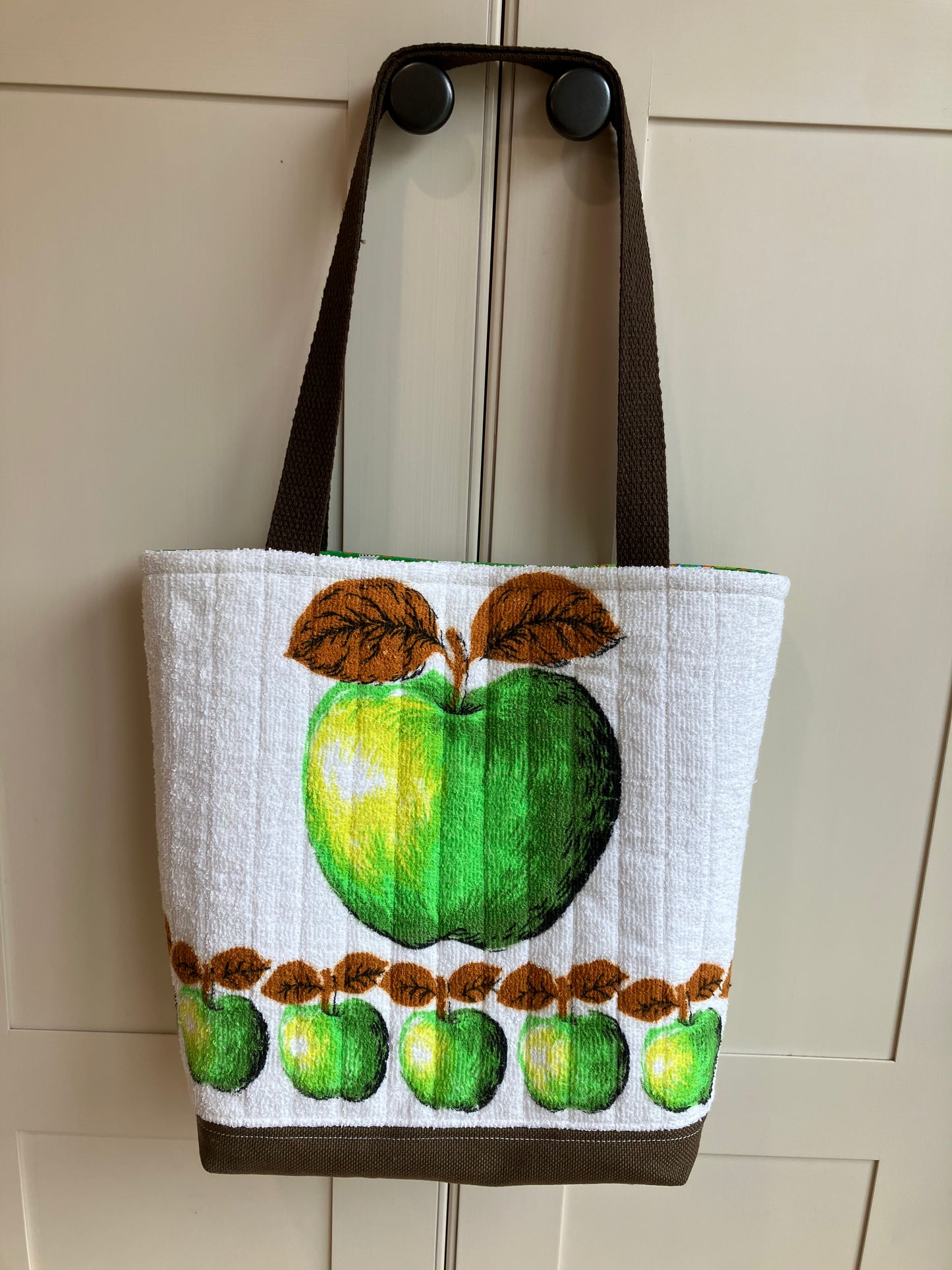 Vintage 1970s Terrycloth Apple Tote