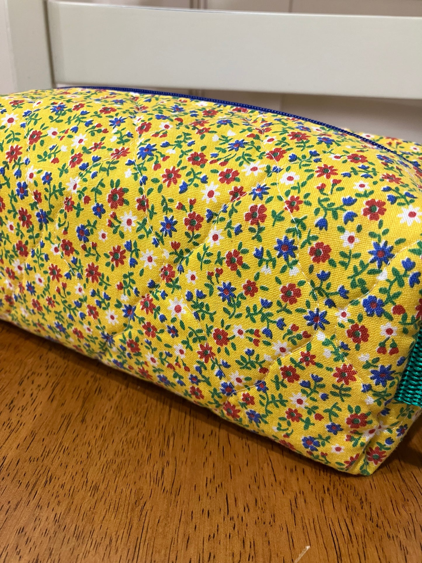 VIntage Yellow Floral Quilted Box Bag