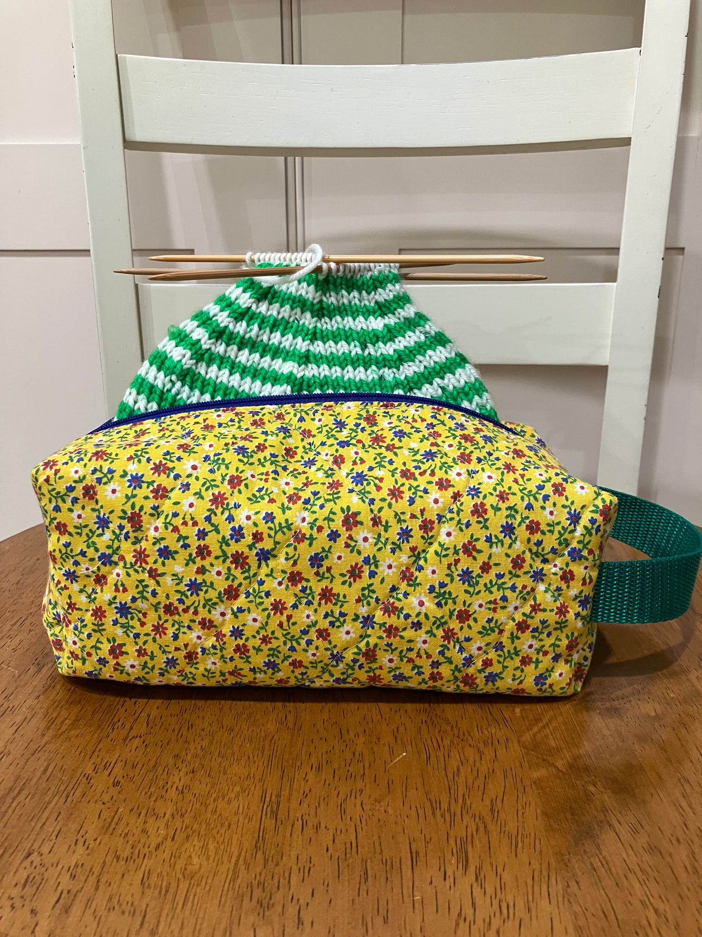 VIntage Yellow Floral Quilted Box Bag