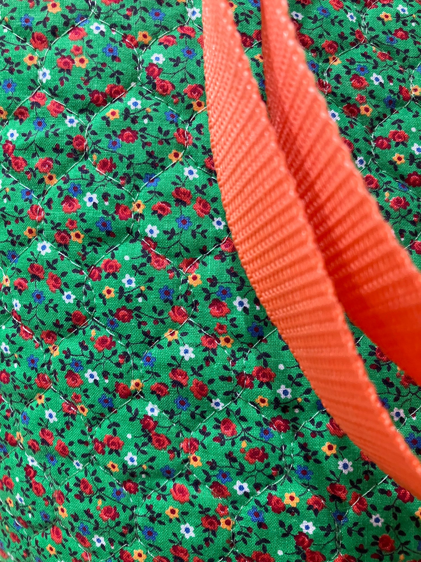 Vintage Green Ditsy Floral Quilted Tote Bag
