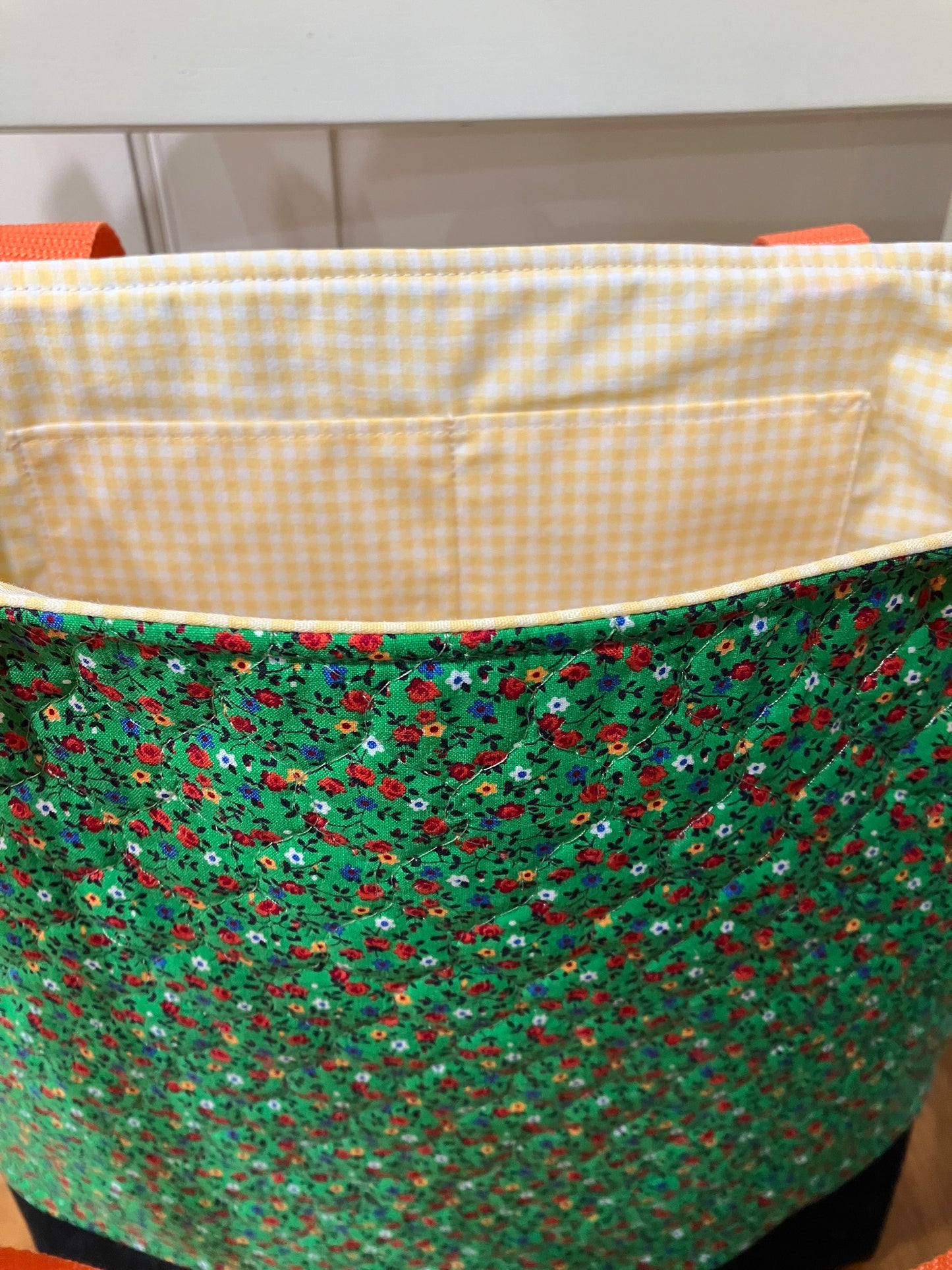 Vintage Green Ditsy Floral Quilted Tote Bag