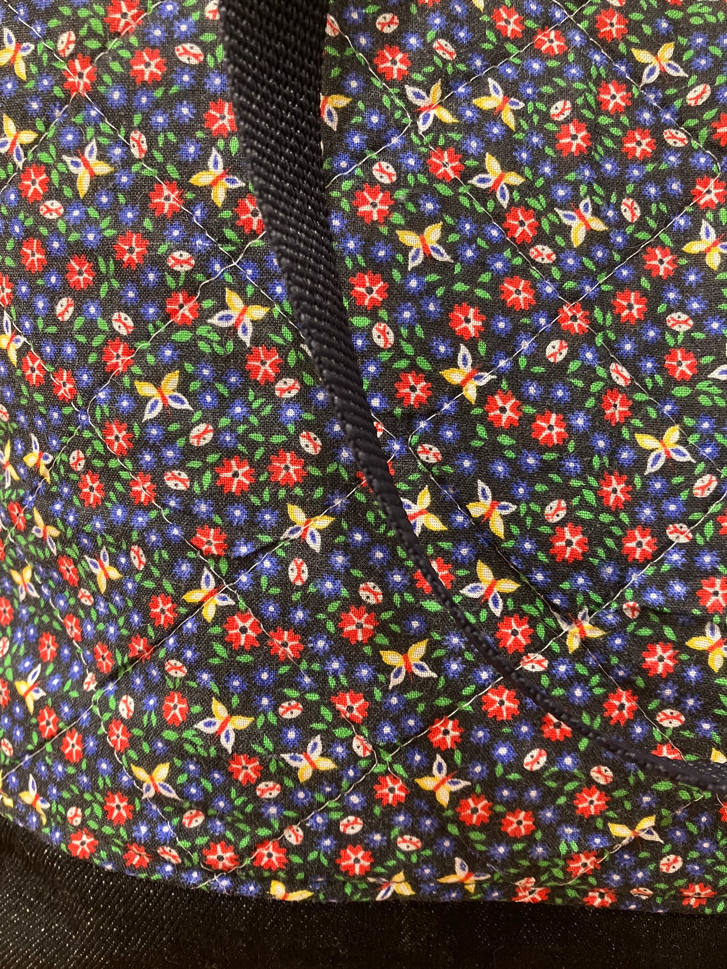 Vintage Navy Ditsy Floral Quilted Tote Bag
